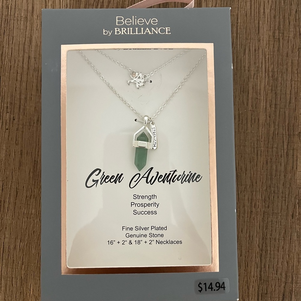 Believe by Brilliance Green Faux Crystal Necklace and Tree Necklace